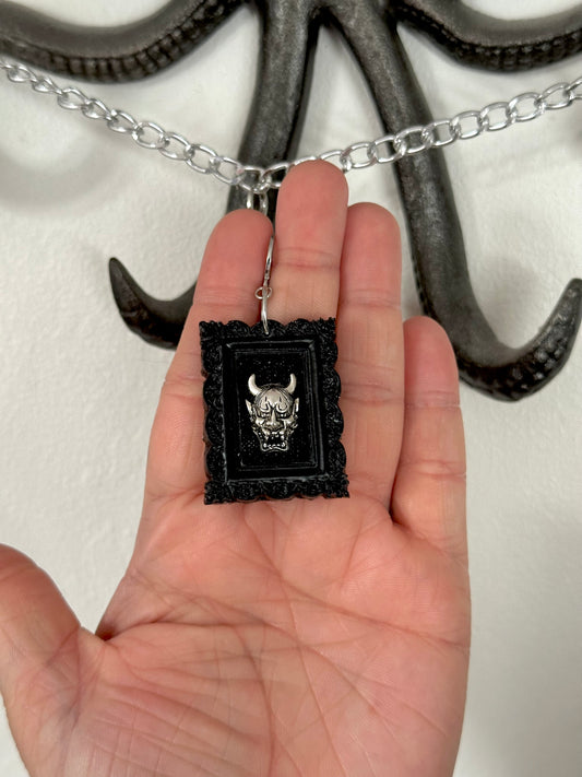 Framed Oni Mask Earrings