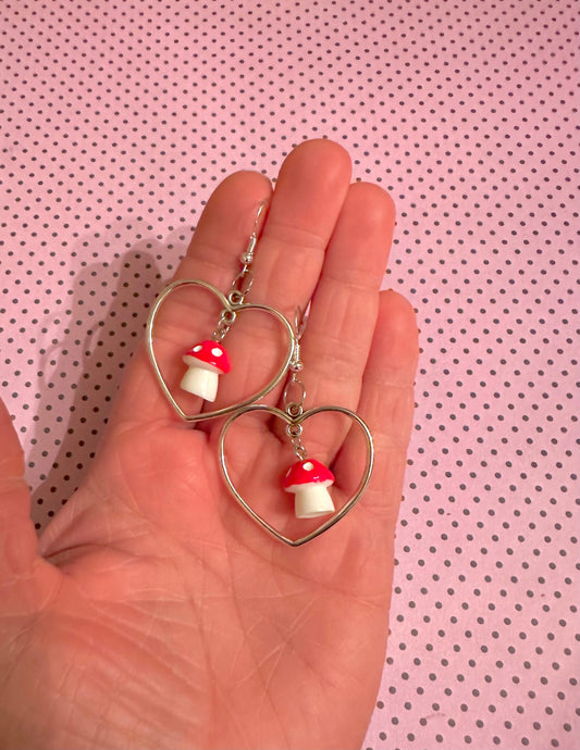 Mushroom Heart Earrings