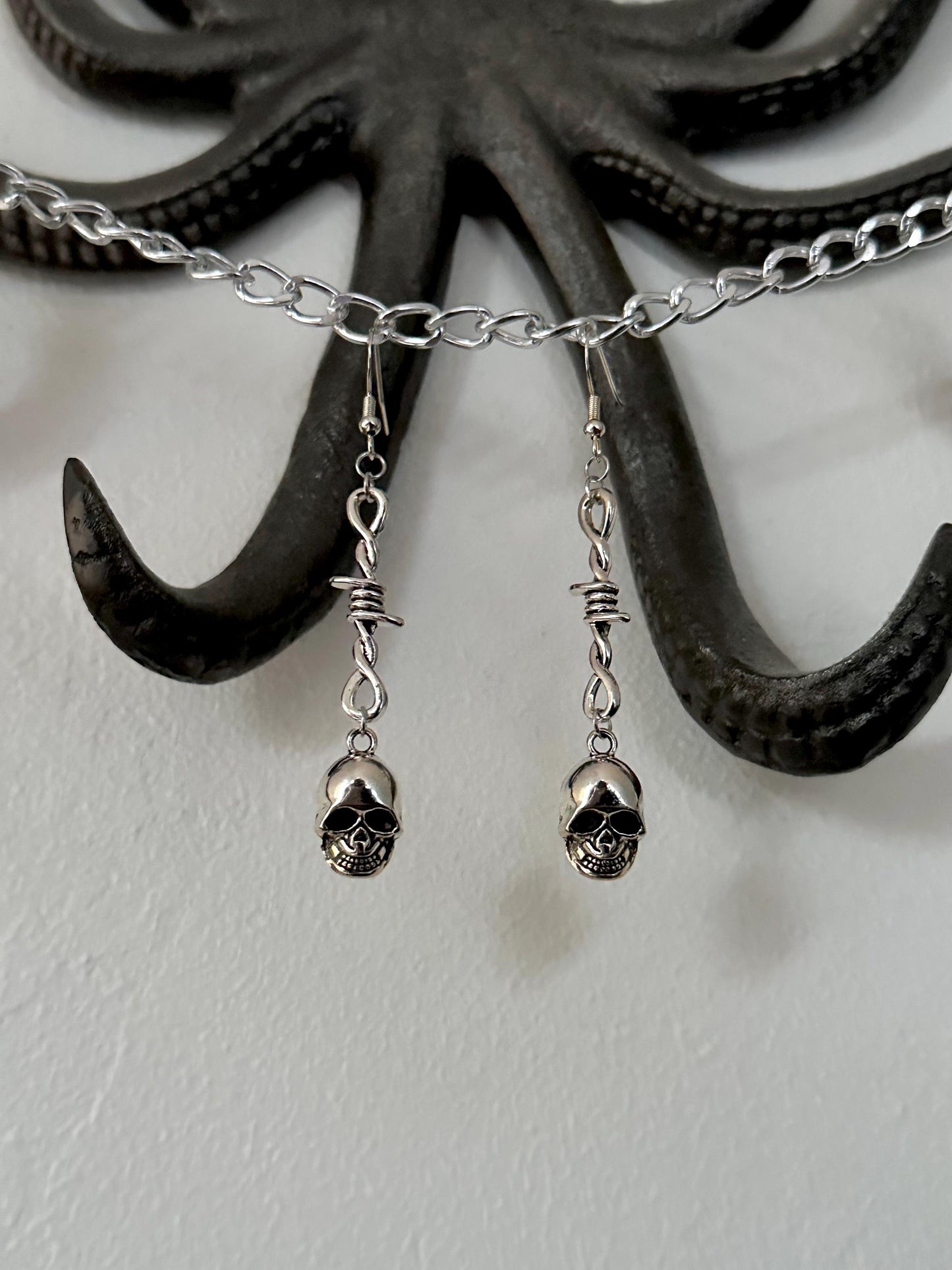 Barbed Wire Skull Earrings