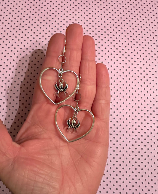 Spider Heart Earrings