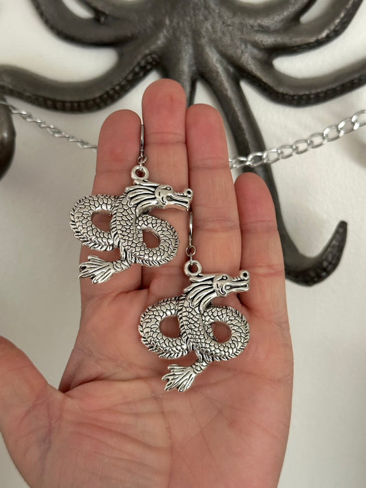 Silver Dragon Earrings