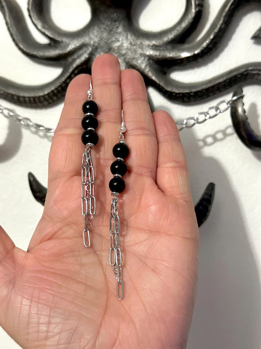 Black Beaded Earrings