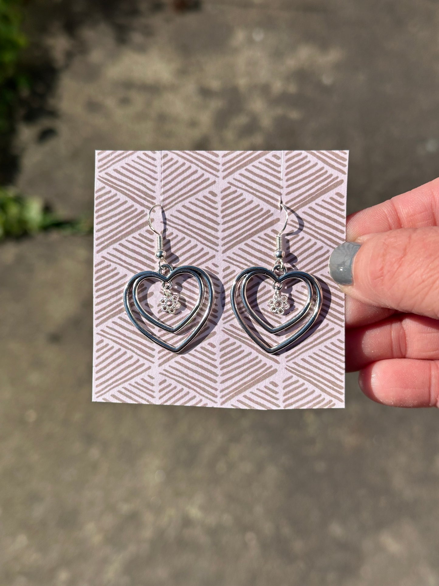 Cute Silver Heart Earrings