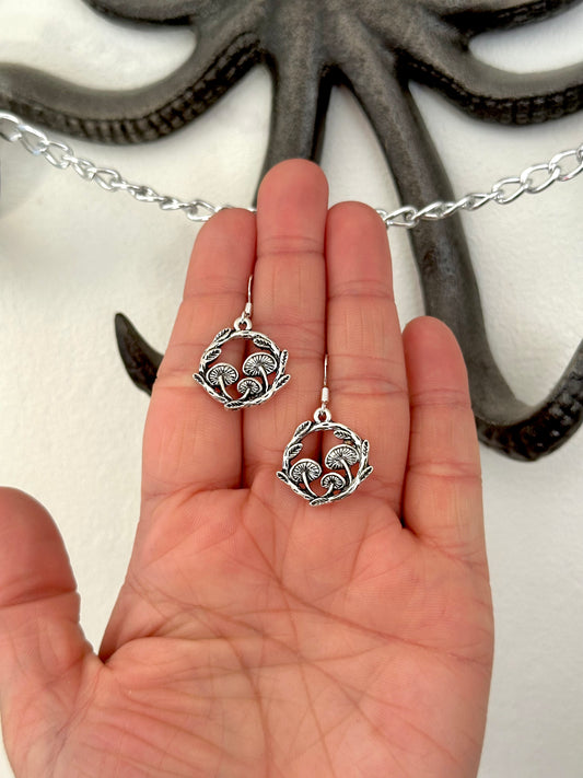 Silver Mushroom Earrings