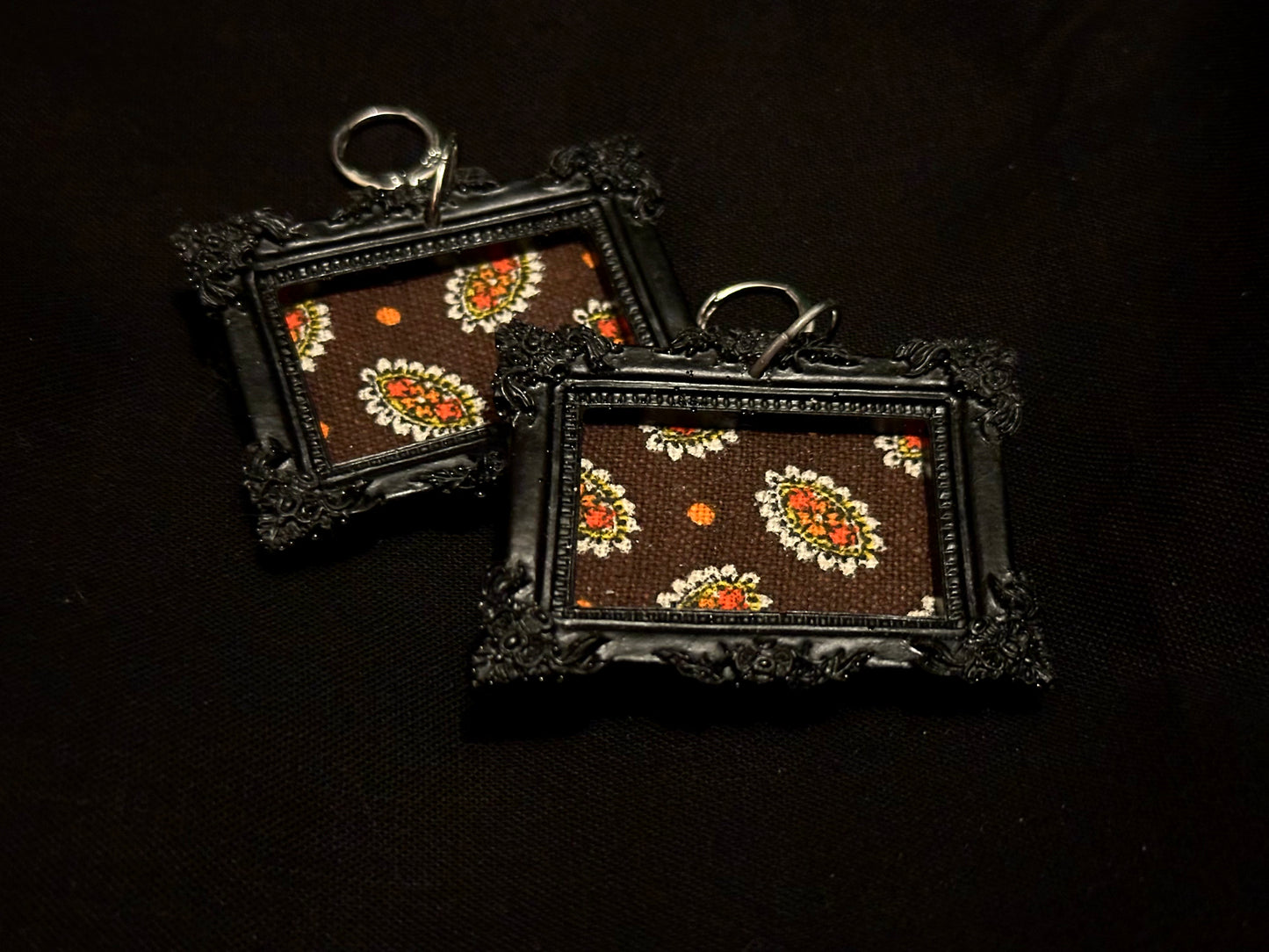 Upcycled Framed Fabric Earrings