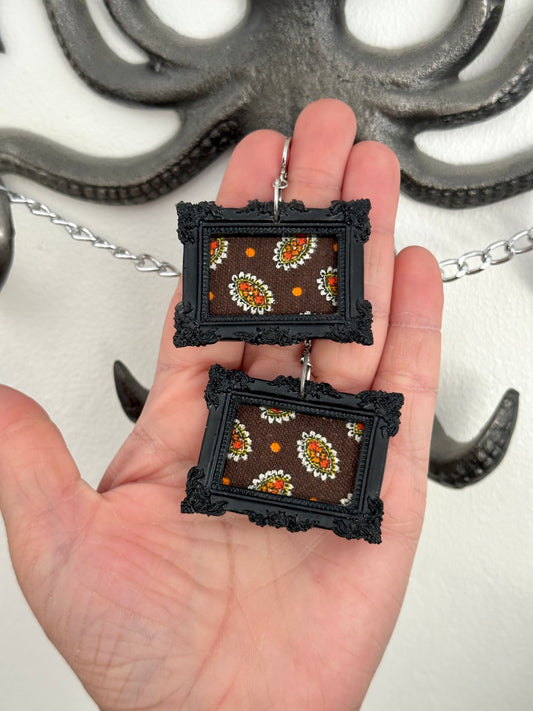 Upcycled Framed Fabric Earrings
