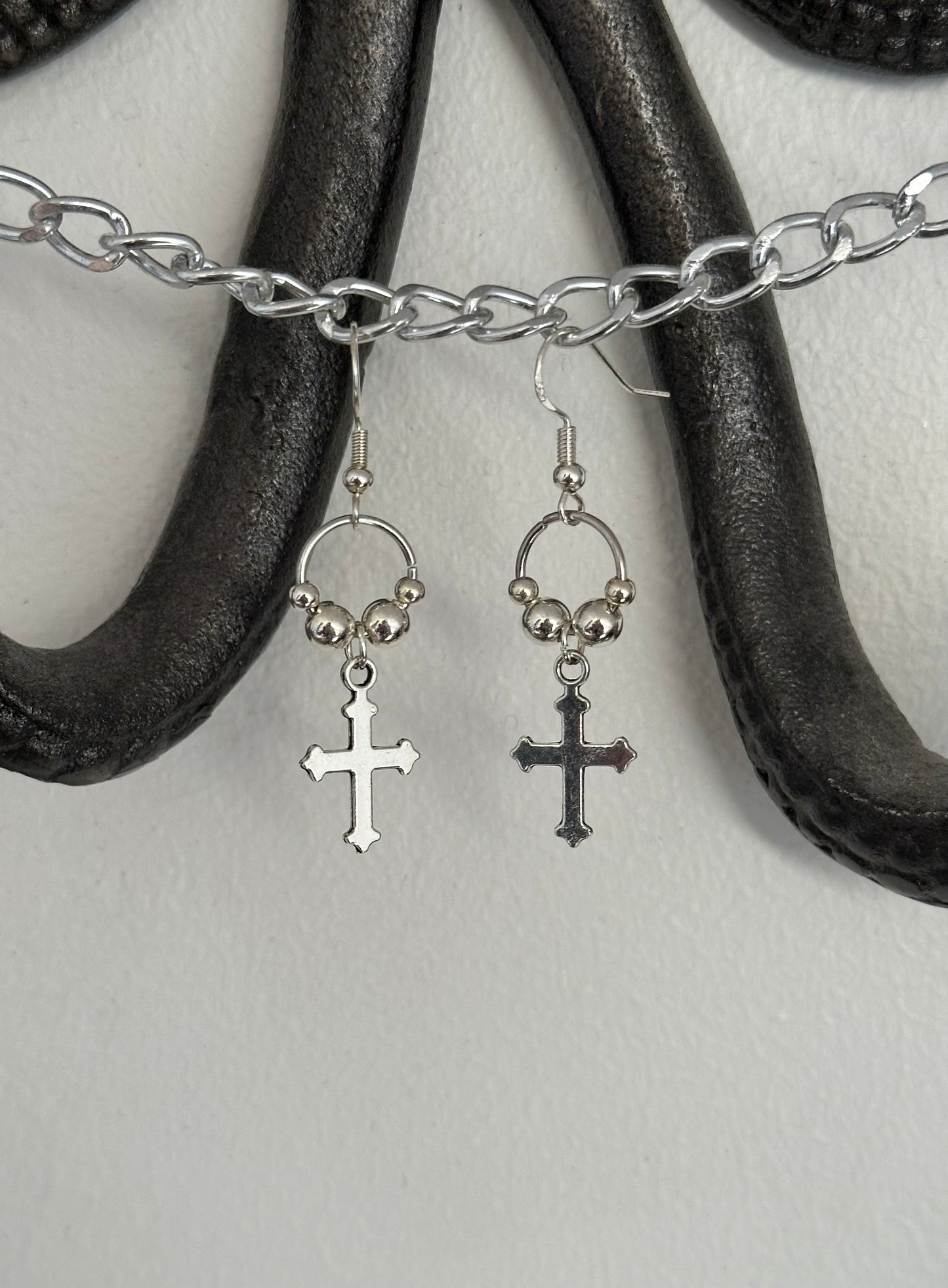 Mini Silver Cross Earrings