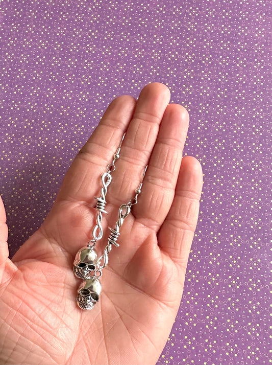 Barbed Wire Skull Earrings