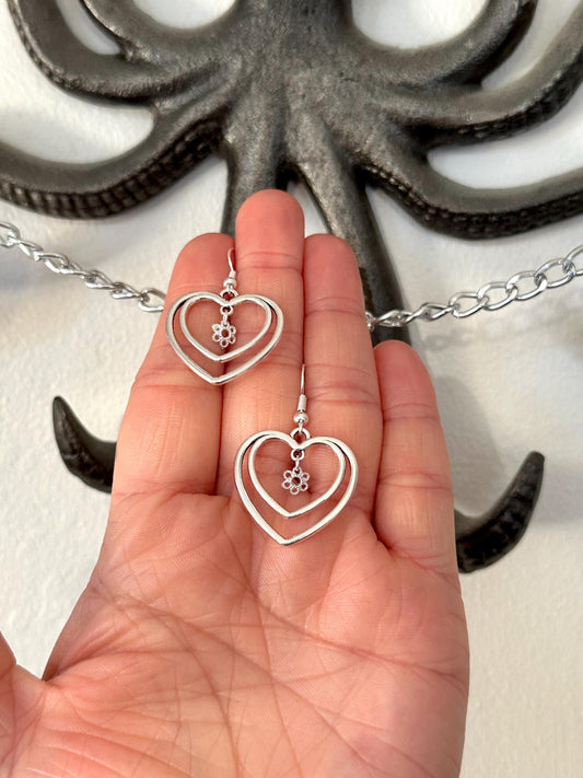 Cute Silver Heart Earrings