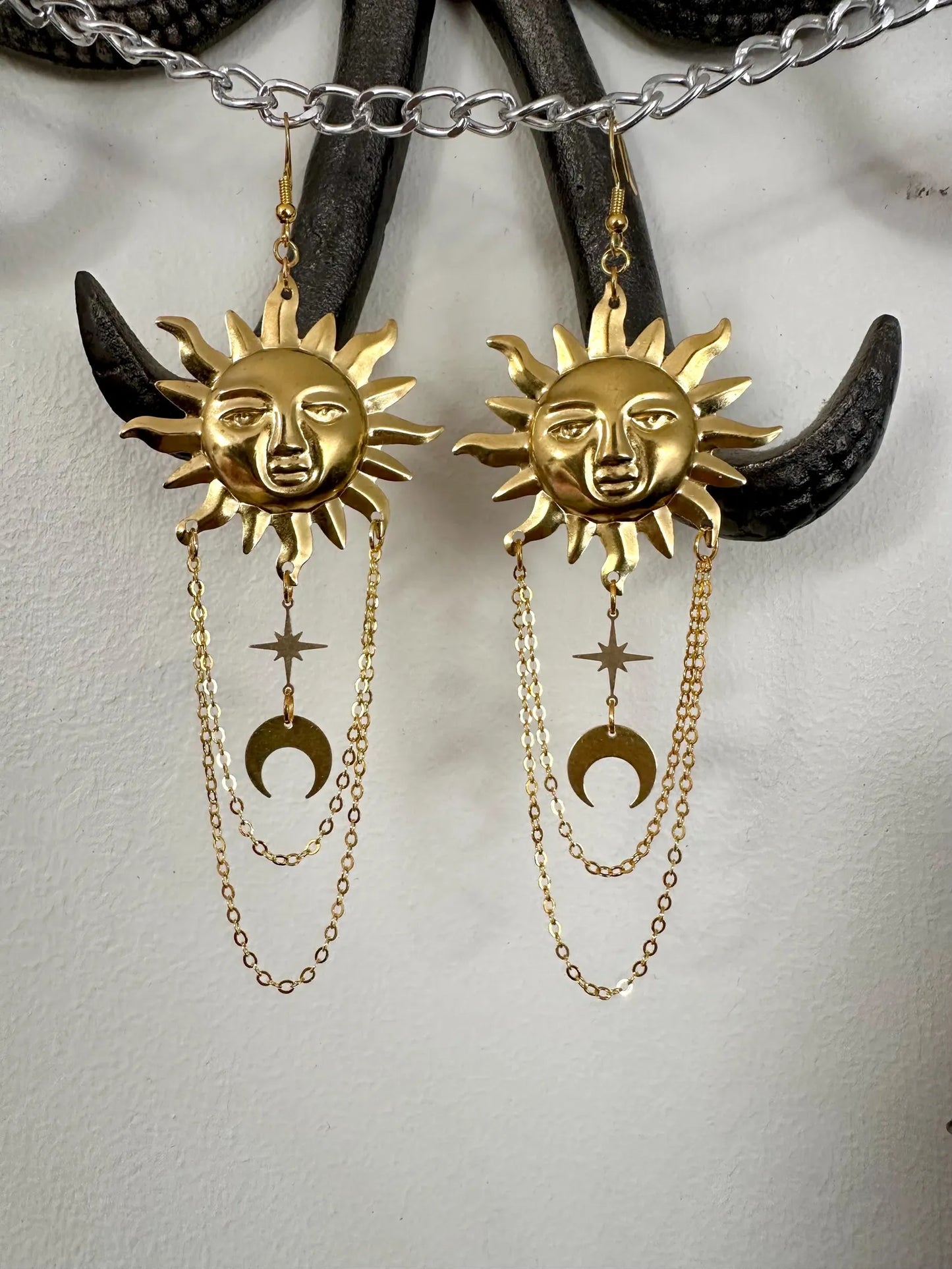 Large Gold Sun Earrings