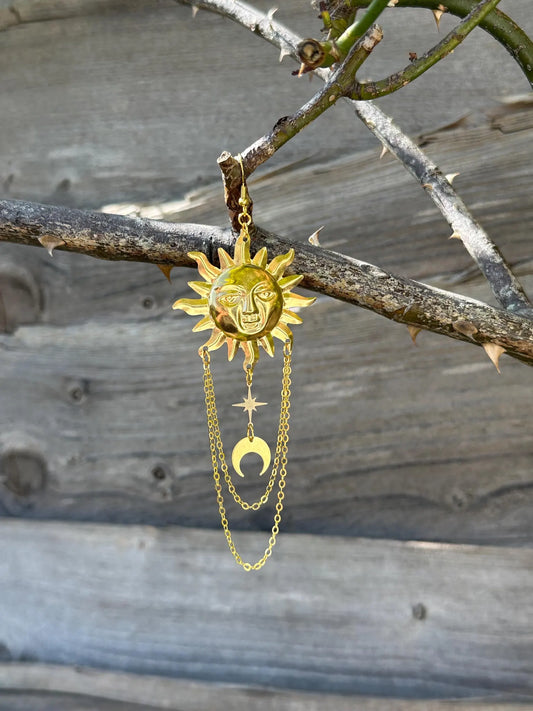 Large Gold Sun Earrings