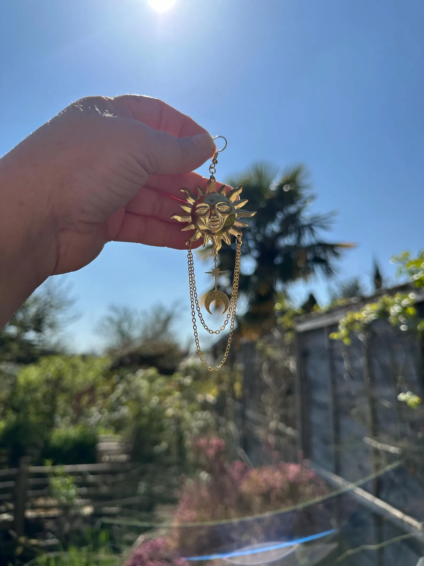 Large Gold Sun Earrings