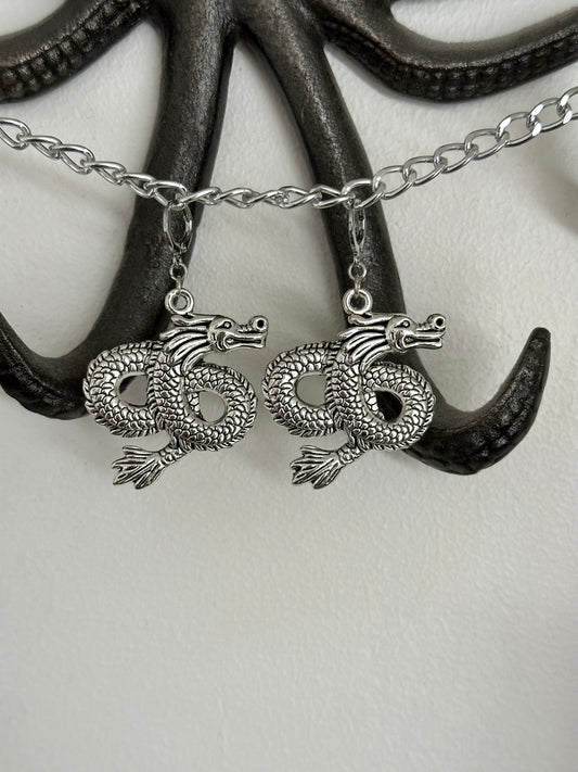 Silver Dragon Earrings