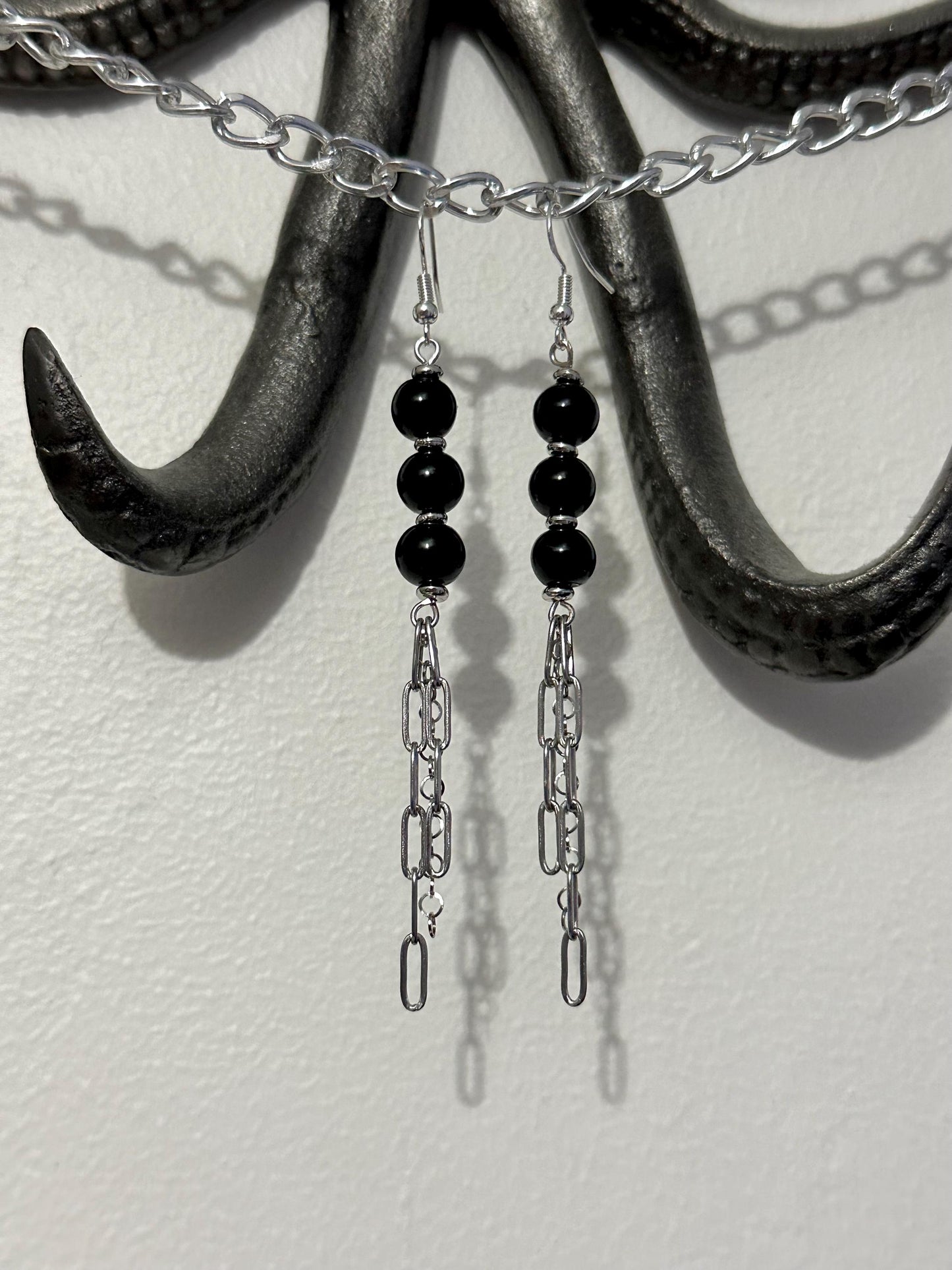 Black Beaded Earrings