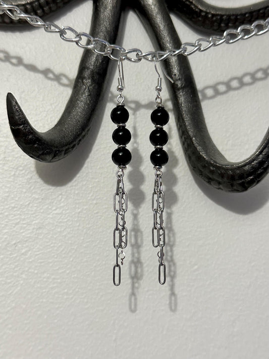 Black Beaded Earrings