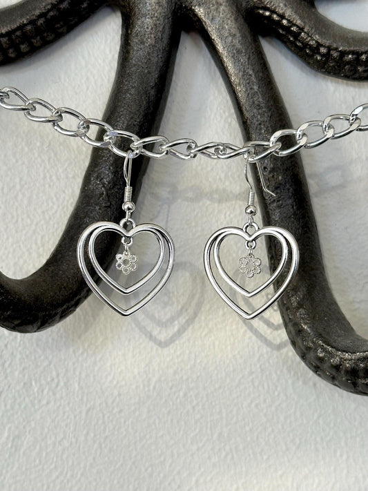 Cute Silver Heart Earrings