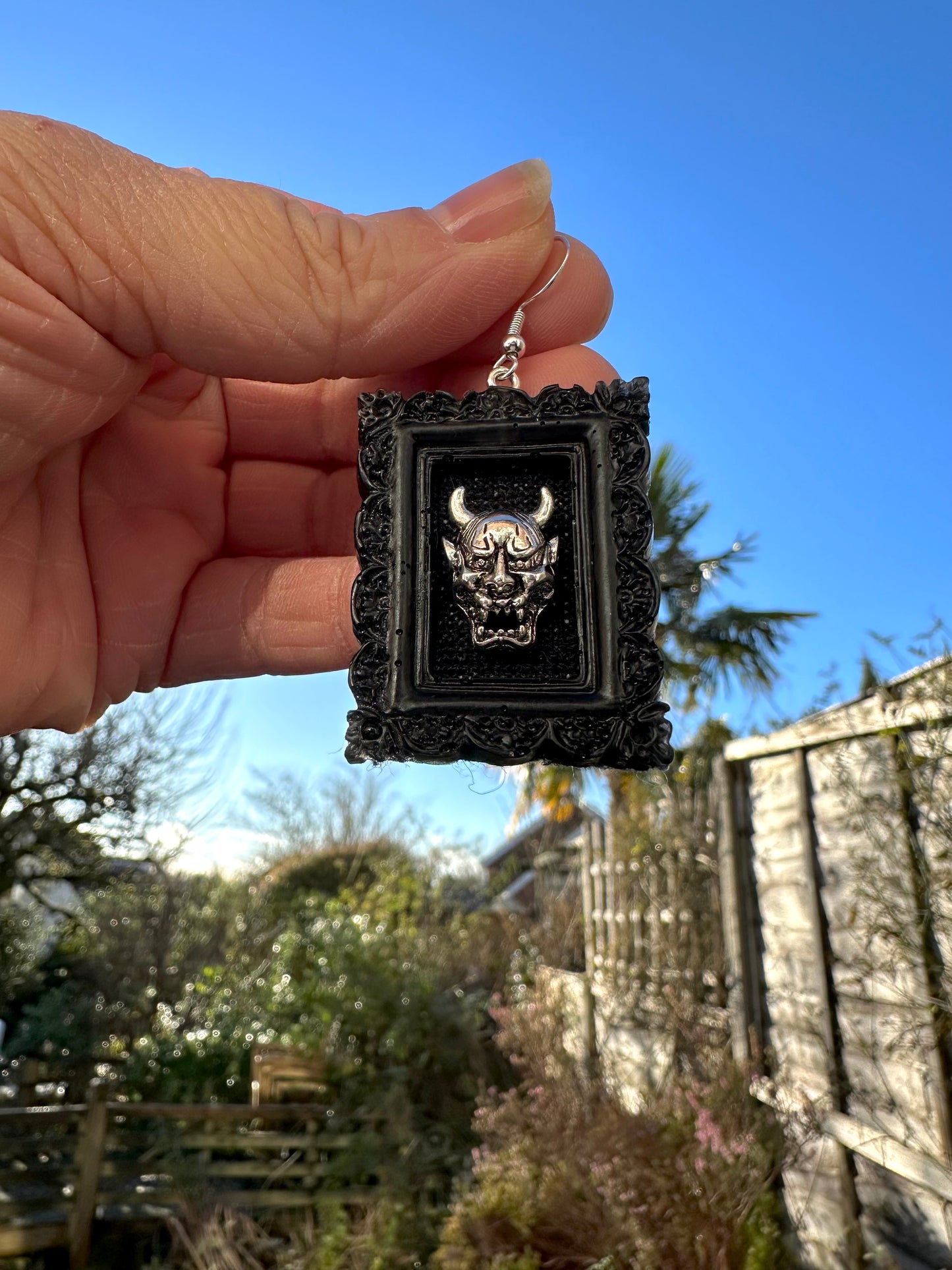 Framed Oni Mask Earrings