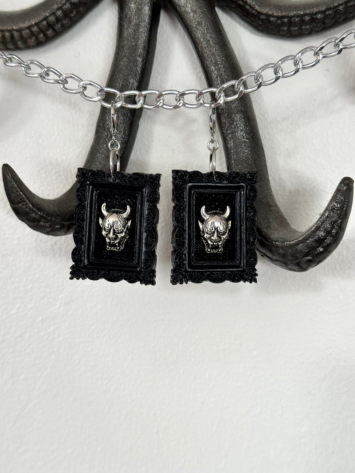 Framed Oni Mask Earrings