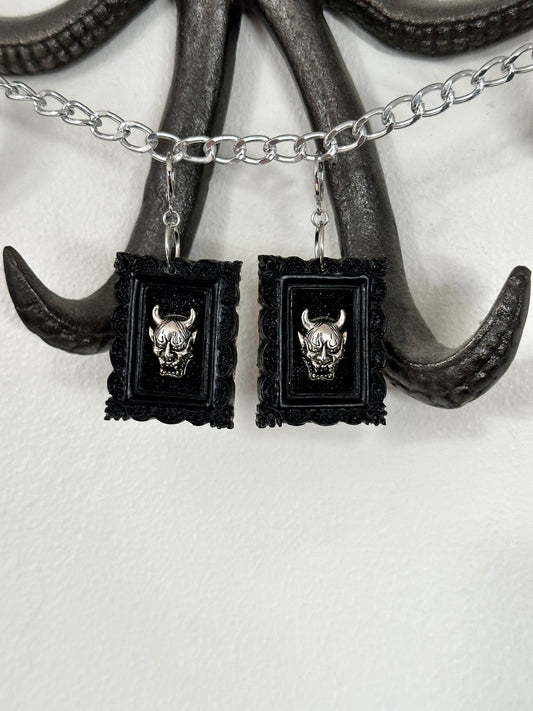 Framed Oni Mask Earrings