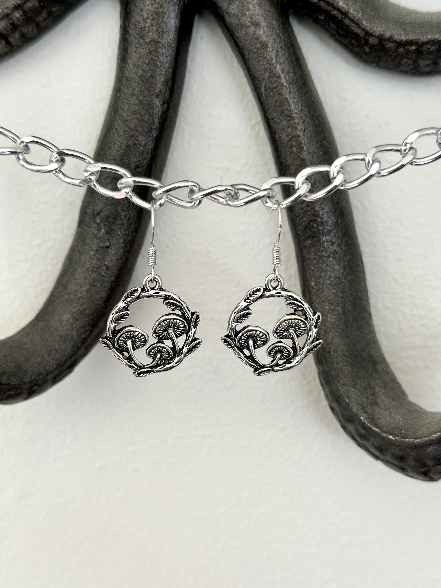 Silver Mushroom Earrings