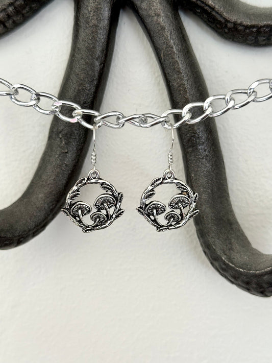 Silver Mushroom Earrings
