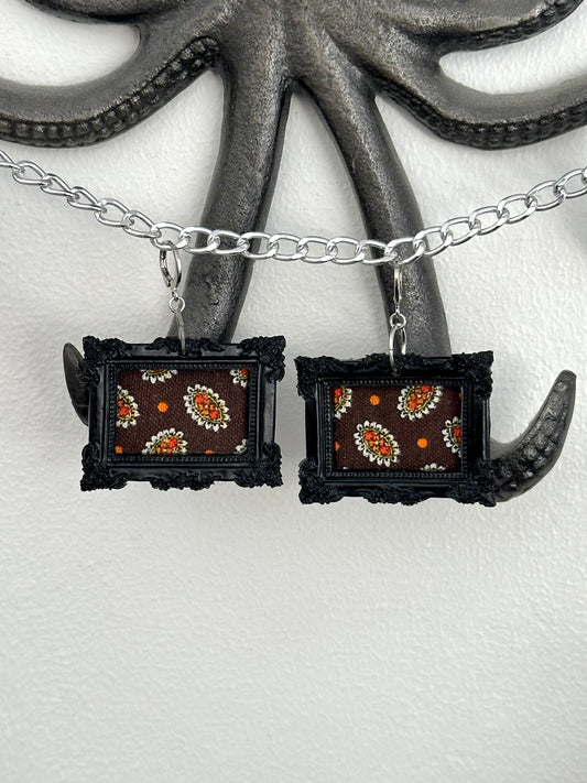 Upcycled Framed Fabric Earrings
