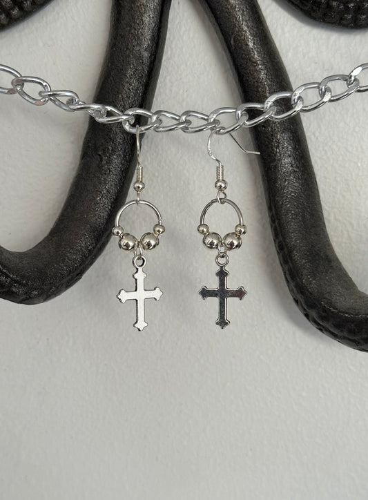 Mini Silver Cross Earrings