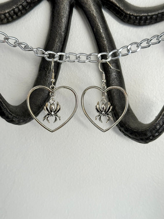 Spider Heart Earrings