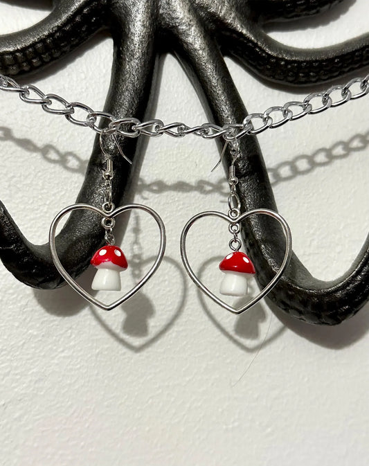 Mushroom Heart Earrings